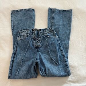 Social Tourist Ultra High Rise Lace-up Flare Jeans